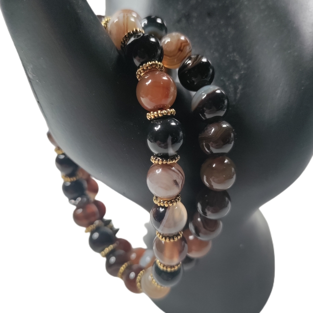 Banded Agate Bracelets set of 2